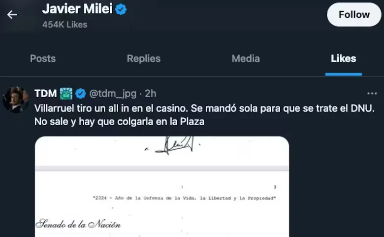 el-polemica-me-gusta-que-javier-milei-habria-dado-76R6LXBQJFBNFK5TPUCNLCHVCI